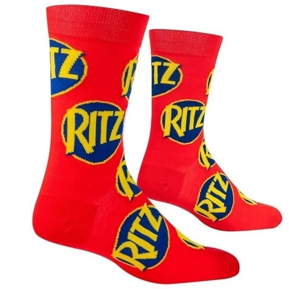 4/$25 Ritz Cracker Novelty Crew Socks Unisex New - Picture 3 of 8
